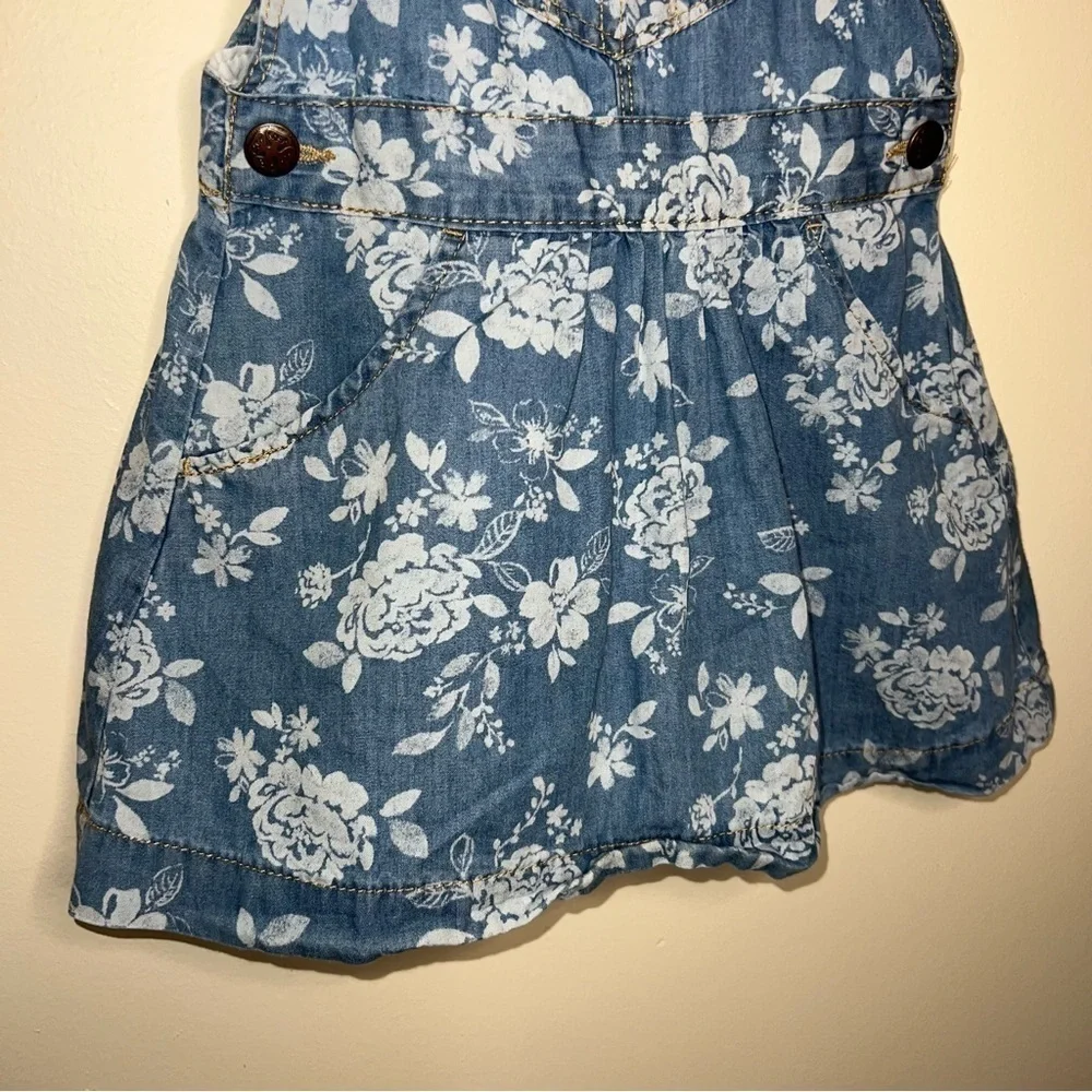 OshKosh B'gosh® Girls Floral Cotton Denim Jumper Dress Size 4T